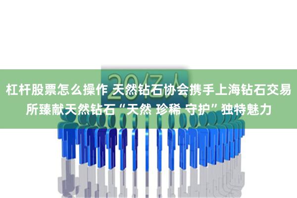 杠杆股票怎么操作 天然钻石协会携手上海钻石交易所臻献天然钻石“天然 珍稀 守护”独特魅力