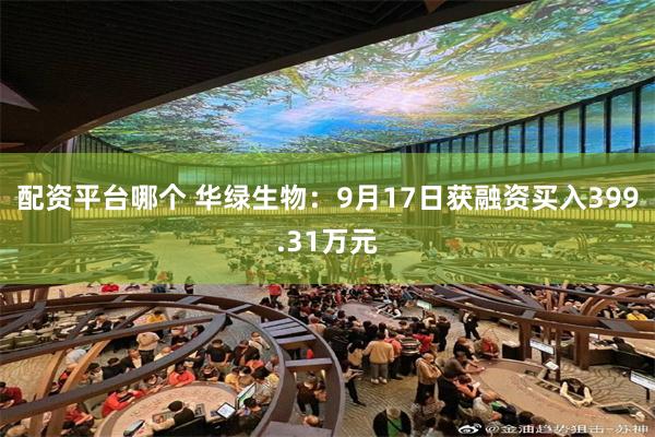 配资平台哪个 华绿生物：9月17日获融资买入399.31万元