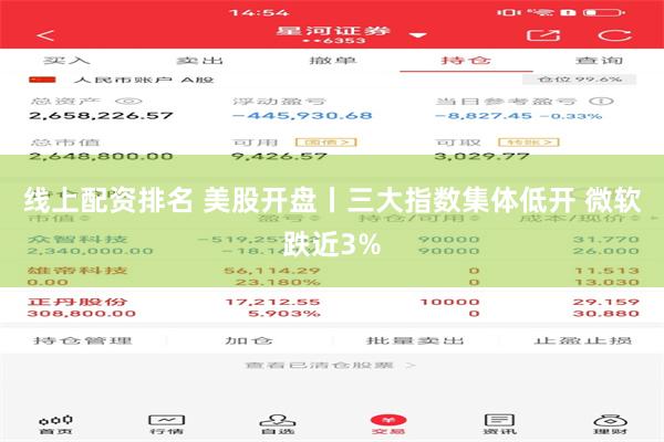 线上配资排名 美股开盘丨三大指数集体低开 微软跌近3%