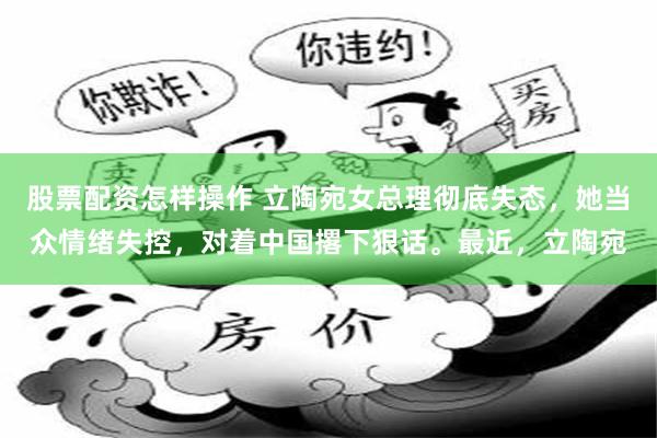 股票配资怎样操作 立陶宛女总理彻底失态，她当众情绪失控，对着中国撂下狠话。最近，立陶宛