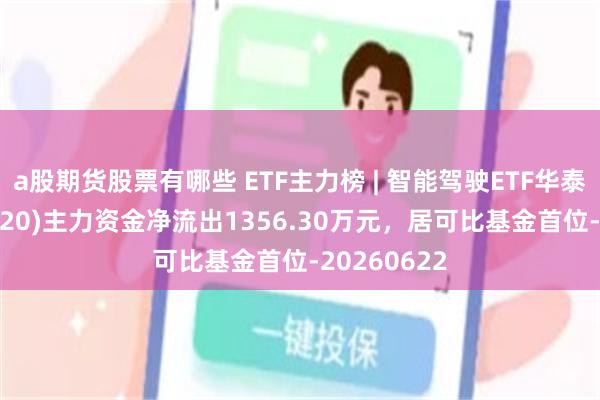 a股期货股票有哪些 ETF主力榜 | 智能驾驶ETF华泰柏瑞(516520)主力资金净流出1356.30万元，居可比基金首位-20260622