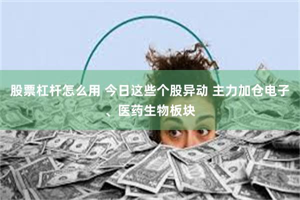股票杠杆怎么用 今日这些个股异动 主力加仓电子、医药生物板块