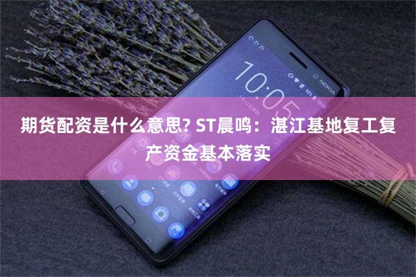 期货配资是什么意思? ST晨鸣：湛江基地复工复产资金基本落实