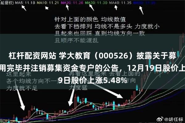 杠杆配资网站 学大教育（000526）披露关于募集资金使用完毕并注销募集资金专户的公告，12月19日股价上涨5.48%