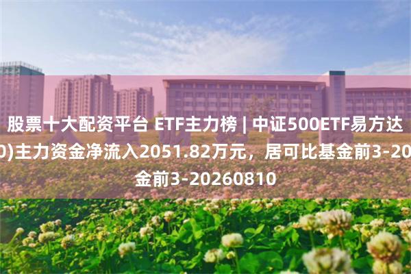 股票十大配资平台 ETF主力榜 | 中证500ETF易方达(510580)主力资金净流入2051.82万元，居可比基金前3-20260810