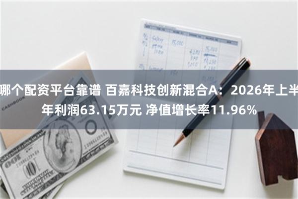 哪个配资平台靠谱 百嘉科技创新混合A：2026年上半年利润63.15万元 净值增长率11.96%