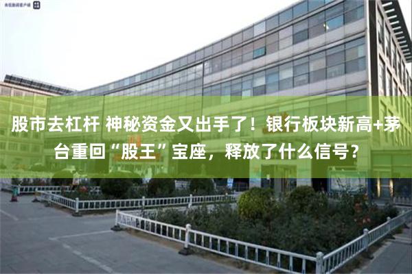 股市去杠杆 神秘资金又出手了！银行板块新高+茅台重回“股王”宝座，释放了什么信号？