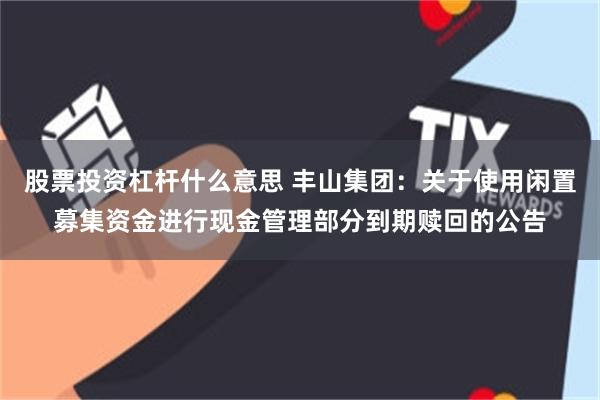 股票投资杠杆什么意思 丰山集团：关于使用闲置募集资金进行现金管理部分到期赎回的公告